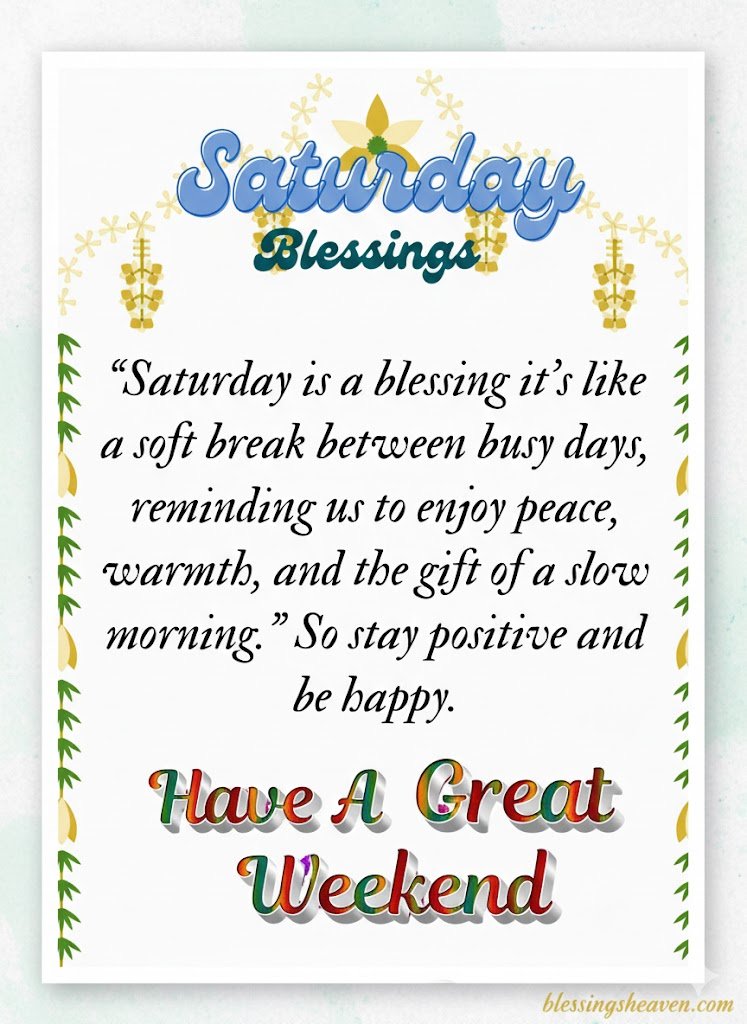 Inspirational Saturday Blessings