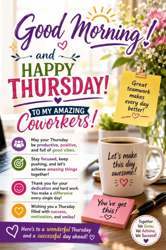Good Morning and Happy Thursday Messages for Coworkers