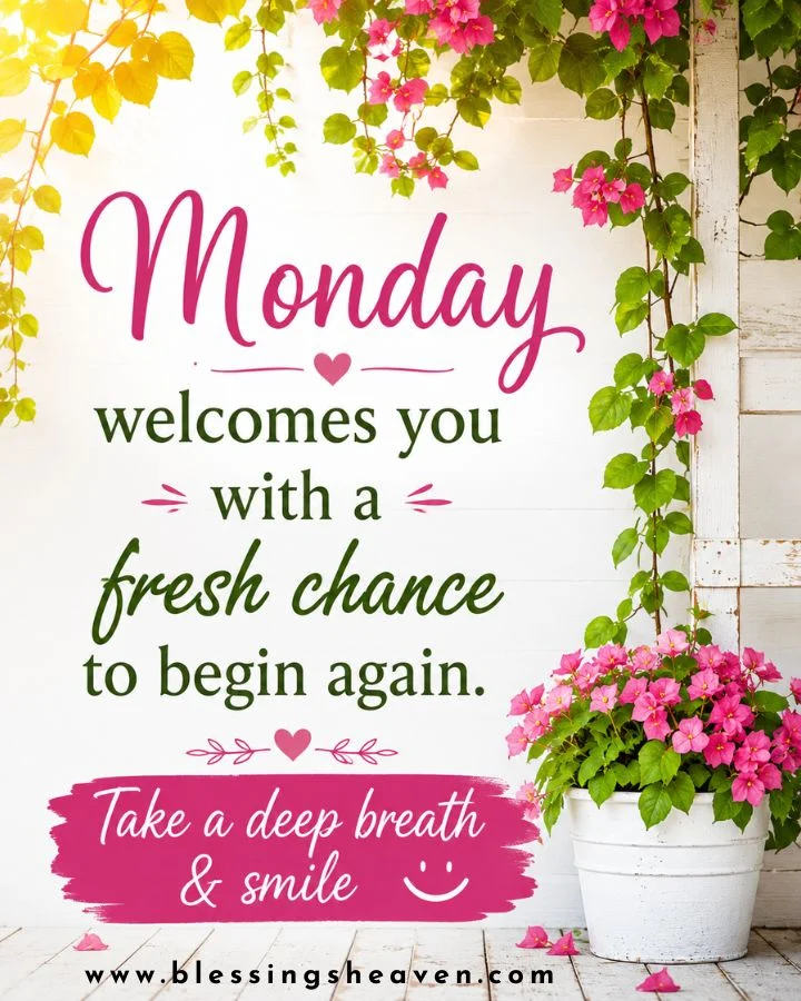Monday welcomes you with a fresh chance to begin again