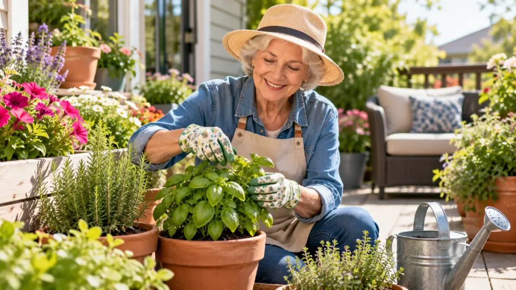 Grow Herbs and Flowers in a Patio Garden